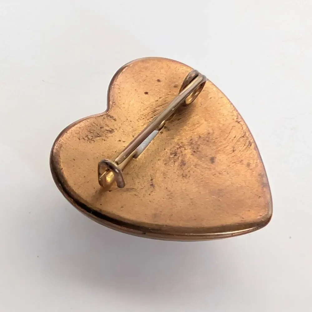 Vintage Estate Collectible White Acrylic Love Valentine's Day Heart Brooch